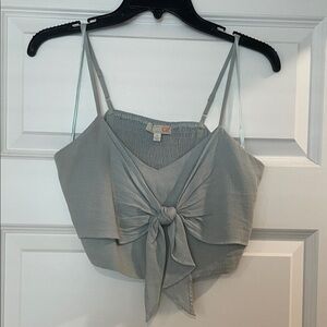 Light Gray Tie-Front Cropped Camisole with Adjustable Straps